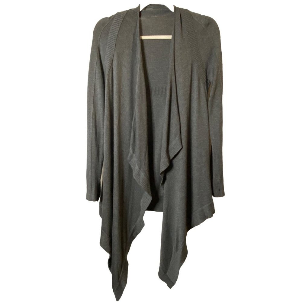 Lululemon Gray Long Open Asymetrical Cardigan Sweater Sz 8(based on measures)‎